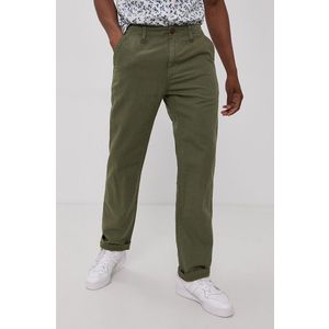 Nohavice Superdry pánske, zelená farba, rovné vyobraziť