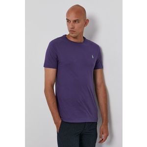 Bavlnené tričko Polo Ralph Lauren fialová farba, jednofarebné vyobraziť