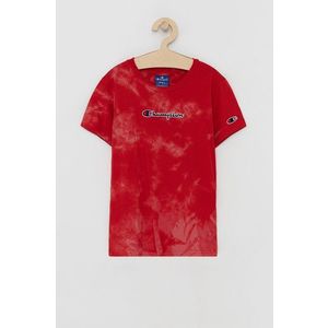 Detské bavlnené tričko Champion 305689 červená farba, s nášivkou vyobraziť
