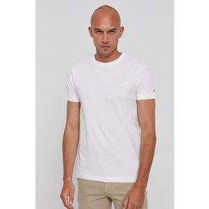 Bavlnené tričko Tommy Hilfiger biela farba, s nášivkou vyobraziť
