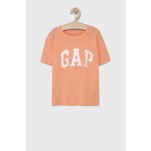 Detské bavlnené tričko GAP oranžová farba vyobraziť