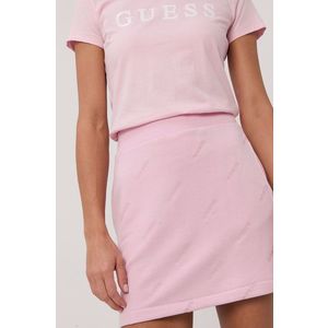 Sukňa Guess ružová farba, mini, rovná vyobraziť