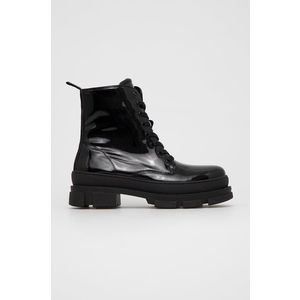 Členkové topánky Steve Madden dámske, čierna farba, na plochom podpätku vyobraziť