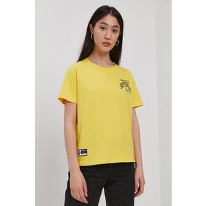Bavlnené tričko Superdry žltá farba vyobraziť