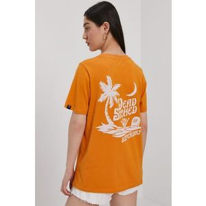 Bavlnené tričko Superdry oranžová farba vyobraziť