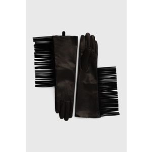 Kožené rukavice Twinset dámske, čierna farba vyobraziť