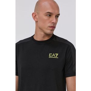 Tričko EA7 Emporio Armani pánske, čierna farba, s potlačou vyobraziť