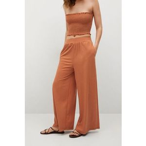 Nohavice Mango Tamara dámske, oranžová farba, široké, vysoký pás vyobraziť