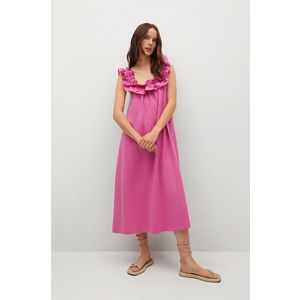 Bavlnené šaty Mango Margot ružová farba, midi, oversize vyobraziť