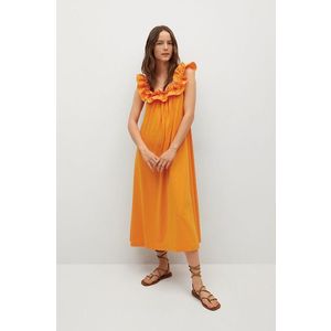 Bavlnené šaty Mango Margot oranžová farba, midi, oversize vyobraziť