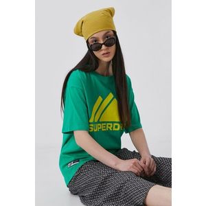Bavlnené tričko Superdry zelená farba vyobraziť
