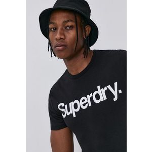 Bavlnené tričko Superdry čierna farba, s potlačou vyobraziť