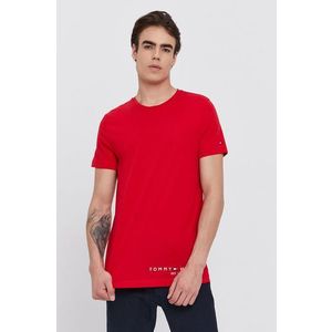 Bavlnené tričko Tommy Hilfiger červená farba, s potlačou vyobraziť