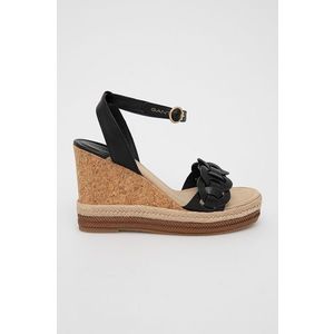 Kožené sandále Gant Ivalice dámske, čierna farba, na kline vyobraziť