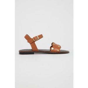 Kožené sandále Sisley dámske, hnedá farba vyobraziť