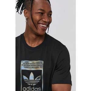 Bavlnené tričko adidas Originals čierna farba, s potlačou vyobraziť