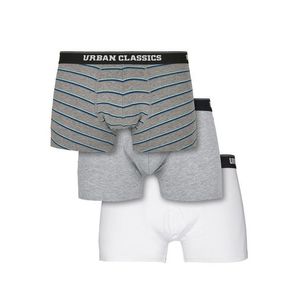 Urban Classics Boxer Shorts 3-Pack wide stripe aop+grey+white - S vyobraziť