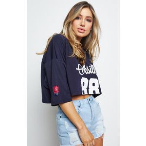 SIK SILK Dámske tričko SikSilk Retro Football Crop navy Veľkosť: XXS vyobraziť