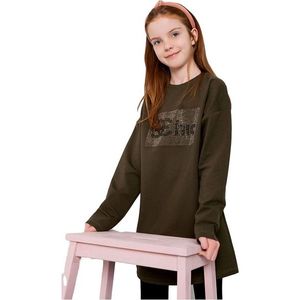 Khaki dievčenské tunika s potlačou vyobraziť