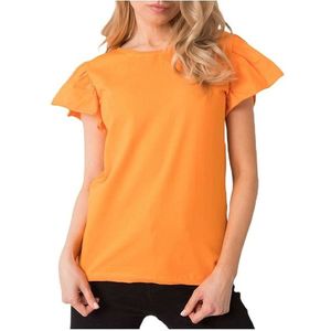 Oranžové dámske tričko s volánikmi vyobraziť