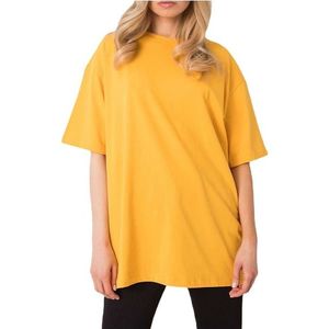 Tmavo žlté dámske oversize tričko vyobraziť