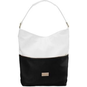 Badura bielo-čierna kabelka so širokým popruhom vyobraziť