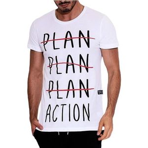 Biele pánske tričko s nápisom plan vyobraziť