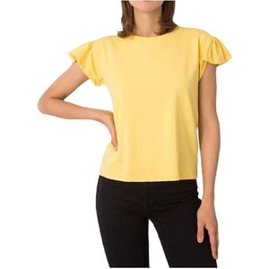 Svetlo žlté dámske tričko s volánmi vyobraziť