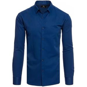 Modrá pánska košeĺa s dlhým rukávom vyobraziť