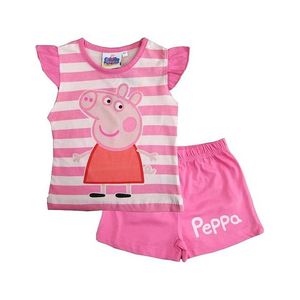 Ružové pruhované krátke dievčenské pyžamo peppa pig vyobraziť