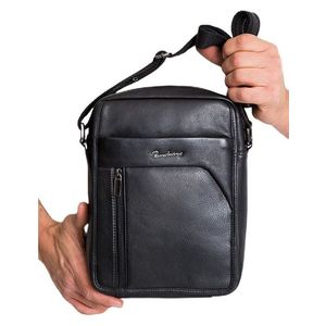 čierna pánska kožená taška cez rameno vyobraziť