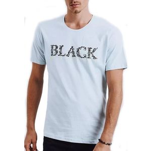 Svetlo modré tričko s nápisom black vyobraziť