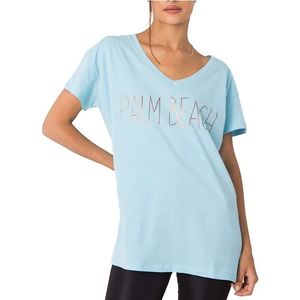 Svetlo modré dámske tričko s nápisom vyobraziť