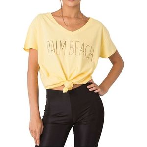 žlté dámske tričko s nápisom vyobraziť
