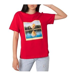 červené dámske tričko s potlačou vyobraziť