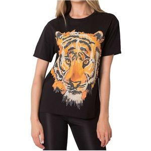 čierne dámske tričko s potlačou tigra vyobraziť