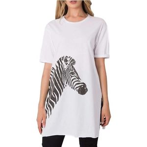 Biela dámska tunika s potlačou zebry vyobraziť