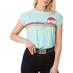 Mintovou dámske tričko s potlačou malibu vyobraziť