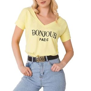 žlté dámske tričko s nápisom vyobraziť