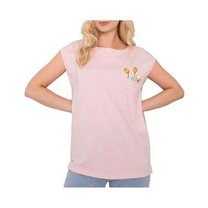 Svetlo ružové tričko s výšivkou kvetín a vreckom vyobraziť