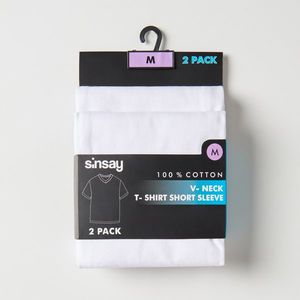 Sinsay - 2 tričká s véčkovým výstrihom - Biela vyobraziť