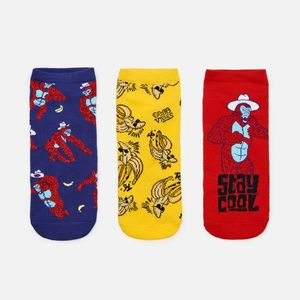 Cropp - Súprava 3 párov vzorovaných ponožiek - Červená vyobraziť