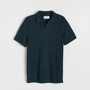 Reserved - Tričko polo v minimalistickom štýle - Tmavomodrá vyobraziť