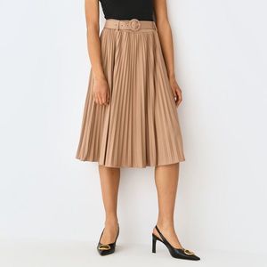 Mohito - Plisovaná sukňa s opaskom - Krémová vyobraziť