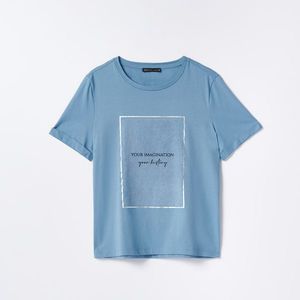 Mohito - Bavlnená košeľa s potlačou - Modrá vyobraziť