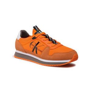 Calvin Klein Jeans Sneakersy Runner Sock Laceup Ny-Lth YM0YM00040 Oranžová vyobraziť