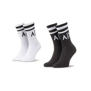 Armani Exchange Súprava 2 párov vysokých ponožiek unisex 953030 CC650 00121 Čierna vyobraziť