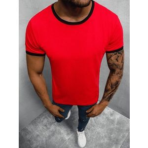 Pánske červené tričko s čiernym lemovaním O/1177Z vyobraziť