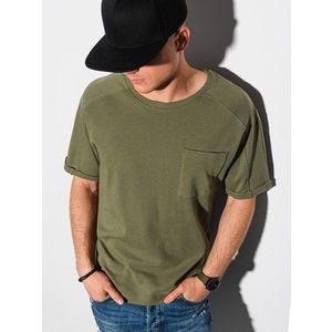 Jednoduché olivové tričko S1386 vyobraziť