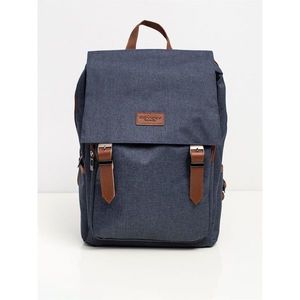 Navy blue laptop backpack with a flap vyobraziť